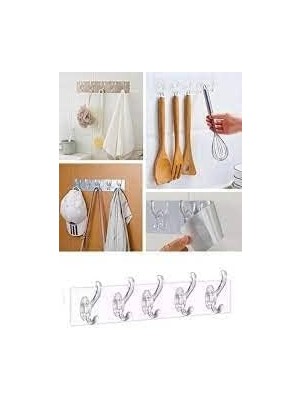 Karokstore Süper Güçlü Yapışkanlı 5'li Şeffaf Banyo ve Mutfak Askısı