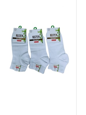 Liyuza Kuzen Dikişsiz Yarım Konç Beyaz Bambu Erkek Çorap 12 Adet