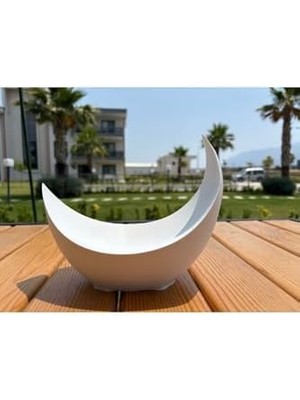 Karokstore Ay Hilal Şeklinde Süs Dekoratif Obje & Çok Amaçlı Organizer – Anahtarlık & Takı Düzenleyici Beyaz 20 x 15