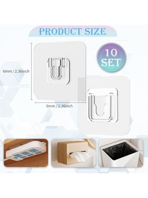 Karokstore Ubrave Kendinden Yapışkanlı Kancalar, 10 Çift Çift Taraflı Yapışkanlı Duvar Kancası, Deliksiz ve Çivisiz Su Geçirmez Dikişsiz Askı Kancaları, Fotoğraf Çerçevesi, Saatler, Fişler Için Ağır Hizmet Tipi