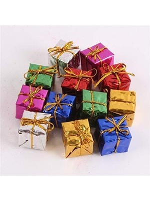 Karokstore 12 Adet Yılbaşı Ağacı Süsü Küçük Hediye Kutuları Asılı Süslemeler Mini Folyo Kutuları El Yapımı Hediye Kutuları Ağacı Süslemeleri Çeşitli Renkli