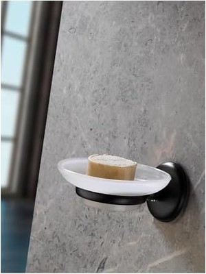 Karokstore Yapışkanlı Hazneli Katı Sabunluk Siyah S-105