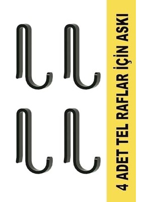 Karokstore 4 Adet Plastik Askı Metal Banyo Mutfak Rafları Için Siyah