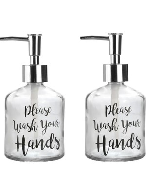 Karokstore Seti Cam Sıvı Sabunluk 2 Adet,yazılı Model 300ML 7,6X15,5CM