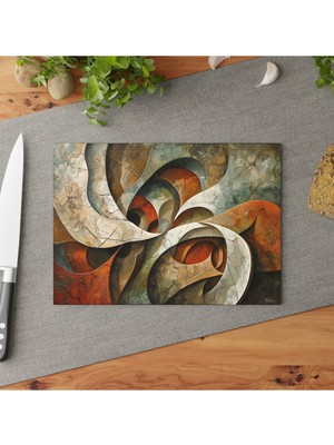 Feyza Design Kaymaz Yüzeyli Şık Temperli Cam Kesme Tahtası, Kolay Temiz ve Dayanıklı