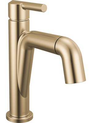 Karokstore Musluk Nicoli Pull- Tek Delikli Banyo Bataryası, Altın Banyo Lavabo Bataryası, Püskürtücülü Banyo Bataryası, Tek Kolu Banyo Bataryası, Şampanya Bronz 15849LF-CZPD