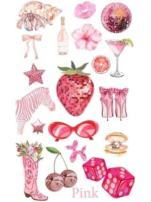 Karokstore Pink Retro Laptop Tablet Telefon Ajanda Bullet Journal Motor -Suya Dayanıklı Etiket