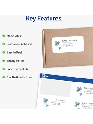 Karokstore Beslemeli Suya Dayanıklı Yazdırılabilir Nakliye Etiketleri, 3-1/3" x 4", Beyaz, 300 Boş Posta Etiketi (5524)