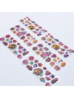 Karokstore 6 Adet Kabartmalı Yapışkan Renkli Çiçekler