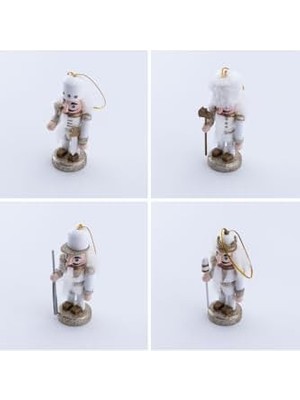 Karokstore Yılbaşı Süsü Kurşun Asker Seti, 10 Cm, Beyaz 4 Adet