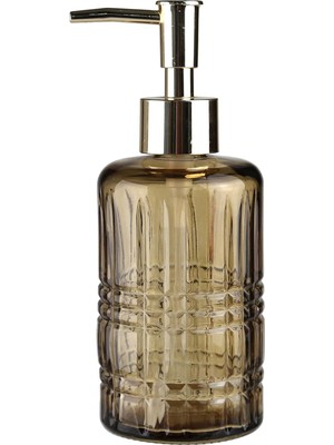 Karokstore Cam Sıvı Sabunluk,yıldız Desenli Kahverengi 300ML 6,8X17,6CM