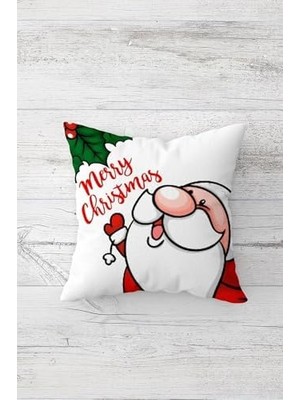 Karokstore Pelangi Merry Christmas Çift Tarafı Baskılı Gizli Fermuarlı Yastık Kılıfı Kırlent Koltuk Yastık Kılıfı, Beyaz-Kırmızı-Yeşil 45 x 45