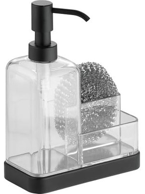 Karokstore 67097EU Forma 2 Sabun-Ve Sünger-Caddy, Mat Siyah/şeffaf