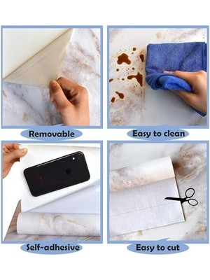 Karokstore Kendinden Yapışkanlı Mermer Kağıdı, 45 cm x 300 cm Su Geçirmez Film, Kolay Uygulanır Çıkarılabilir Yüzey Kaplama, بديل الرخام, Mutfak Tezgahı ve Dolap Yenileme Için Mükemmel Çözüm