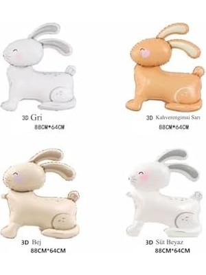 Karokstore Gri 3D Büyük Boy Tavşan Folyo Balon