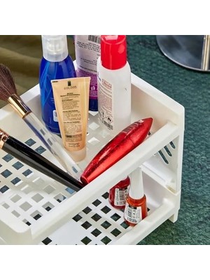 Karokstore 2 Katlı Makyaj Malzeme Düzenleyici Organizer Masa Düzenleyici Organizer Banyo Organizeri