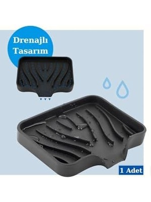 Karokstore Silikon Mutfak, Banyo Su Giderli Vantuzlu Esnek Sabunluk Turkuaz Renk