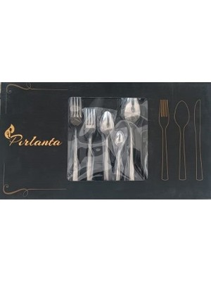 Azrlya Pırlanta 30 Parça 6 Kişilik Çatal Kaşık Takımı 30 Parça Kutulu Hediyelik Çeyizlik Takım - Lisinya