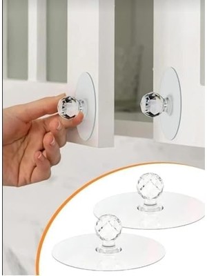 Karokstore Yapışkanlı Kristal Kulp Askı Dolap, Ayna, Kapak Çekme Kulbu Topuz