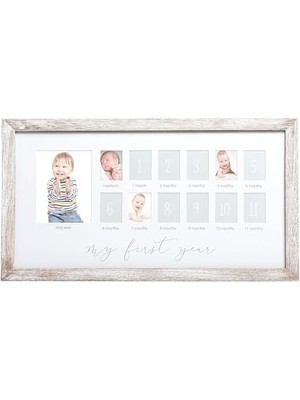 Karokstore Fotoğraf Anları Bebek Hatıra Resim Çerçevesi, Bebeğin Ilk Yıl Fotoğraf Çerçevesi, Günü Aksesuarı, Cinsiyetsiz Bebek Kilometre Taşı Kreş Dekoru, Rustik