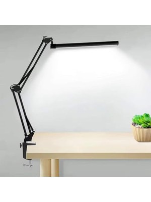 Karokstore Smayling Kelepçeli LED Masa Lambası | Ayarlanabilir Salıncak Kol, Göz Yormayan Okuma Işığı, 3 Işık Modu & 10 Parlaklık, Ofis/ev Için – Siyah