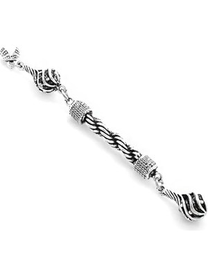 Karokstore Çeşmi Bülbül Tasarım Gümüş Renk Kararmaz Metal Halat Püskül Kadınlar Gerdanlık