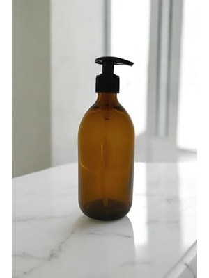 Karokstore Kahverengi Cam Sıvı Sabunluk Kilitlenebilir- 500 ml