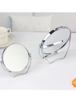 Karokstore Life Mini Boy Büyüteçli Çift Taraflı Krom Makyaj Aynası Gümüş 100X120MM MIT1243