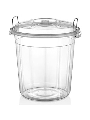 Karokstore Şeffaf Plastik Kilitli Erzak Saklama Kutusu, Bakliyat ve Un Saklama Kabı (35 L)