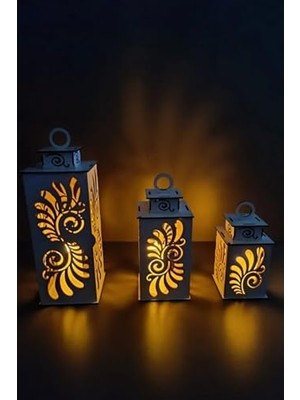 Karokstore Ahşap Dekoratif Mumluk Beyaz 3