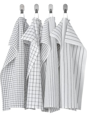 Karokstore Çay Havlu, Beyaz/koyu Gri/desenli, 18X24 (45X60 Cm)