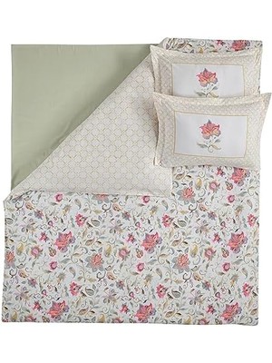 Karokstore Soley | Leticia |%100 Pamuklu Çift Kişilik Nevresim Takımı Yeşil