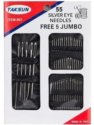 Karokstore 55 Parça Gümüş Göz Iğne Seti, 5 Adet Iğne