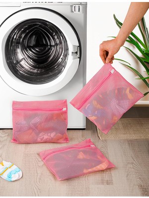 Karokstore 3 Adet Bebek Çocuk Çorap Yıkama Filesi Pembe