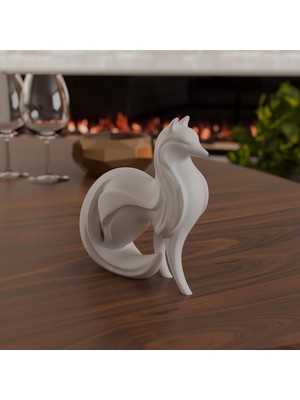 Karokstore Modern Tilki Biblo – Geometrik Hayvan Figürü Heykeli | Iskandinav Ev Dekoru, Kitaplık ve Raf Süsü, Estetik Hediyelik Obje