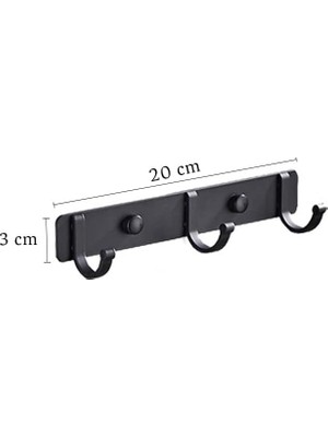 Karokstore Kendinden Yapışkanlı Alüminyum 3'lü Askılık Mat Siyah