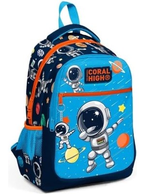 Karokstore Üç Gözlü Erkek Çocuk Ilk ve Orta Okul Çantası - Lacivert Mavi Astronot