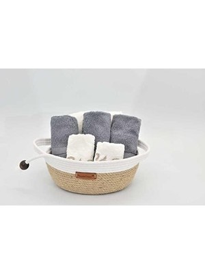 Karokstore Jüt Ip Beyaz Hasır Sepet