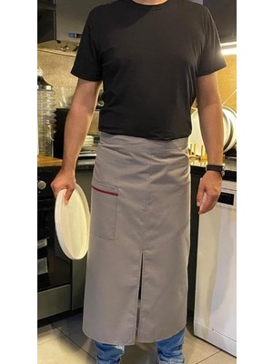 Karokstore Cepli Önlük Biyeli Uzun Belden Gri