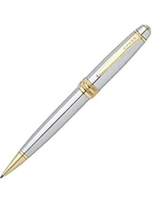 Karokstore Bailey Medalist Tükenmez Kalem (Döndürme Mekanizması, Yazı Rengi Siyah, Çizgi Kalınlığı M, Birinci Sınıf Hediye Kutusu Dahil) Krom/altın Kaplama