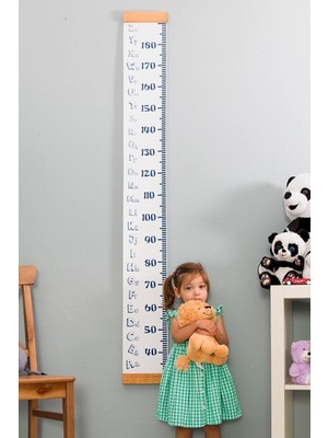 Karokstore Alfabe Tasarımlı Boy Ölçme Cetveli - Asılabilir Boy Ölçer - Duvara Monte Bebek Boy Ölçer