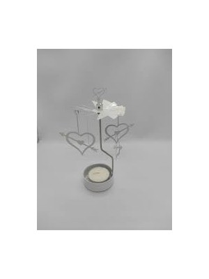 Karokstore Isı Ile Dönen Kalp Model Mumluk Seti (Beyaz)