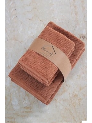 Karokstore Tekstil | 50X90-70X140 cm 4'lü Banyo Havlu SETI,%100 Pamuklu Havlu Takımı Kiremit