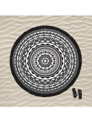 Karokstore Home Mandala 4 Yuvarlak Plaj Havlusu