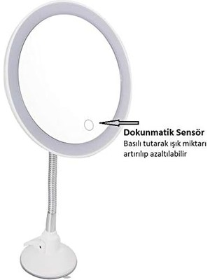 Karokstore Land Of Myth - Şerit LED Işıklı Banyo Makyaj-Tıraş Aynası, 10X Hd Büyütme, Esnek, Dokunmatik Işık Kısma, Ayarlanabilir Kol