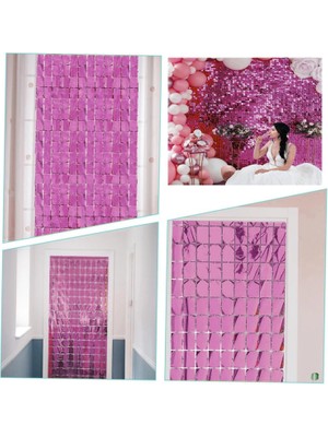 Çerçici Ekstra Metalize Rose Gold Renk Disko Dikdörtgen Kesim Kapı Perdesi Dekorasyon 1x2 Metre