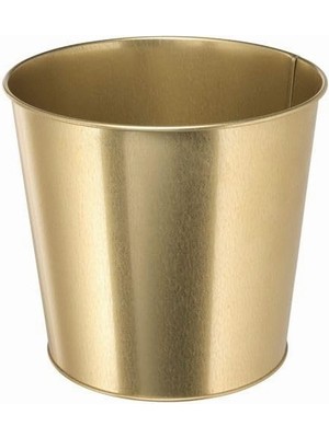Galvanizli Çelik Gold Saksı 19 cm Çiçek Bitki Saksısı Gold Renk 19CM