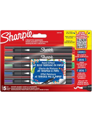 Sharpıe Creative Marker Akrilik Boya Kalemleri | Su Bazlı Boya Kalemi Fırça Uçlu | Mürekkep Kağıdı G