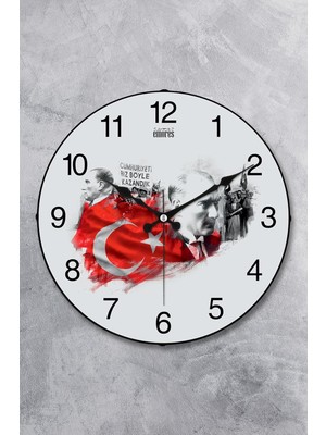 Atatürk Duvar Saati Akar Saniye Sessiz Mekanizma 36 cm