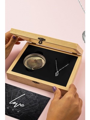 Sevgililer Günü Hediyesi Istiridye Kolye - Gerçek Inci Kolye Ahşap Hediye